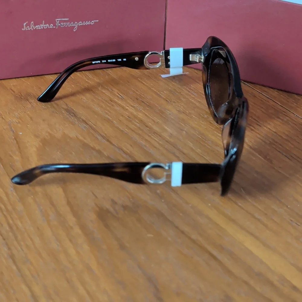 FERRAGAMO 53mm Oversized Sunglasses Havana Brown Tortoise Shell - Picture 3 of 9